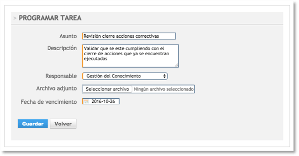 menú programar tarea