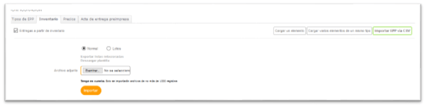 carga inventario epp